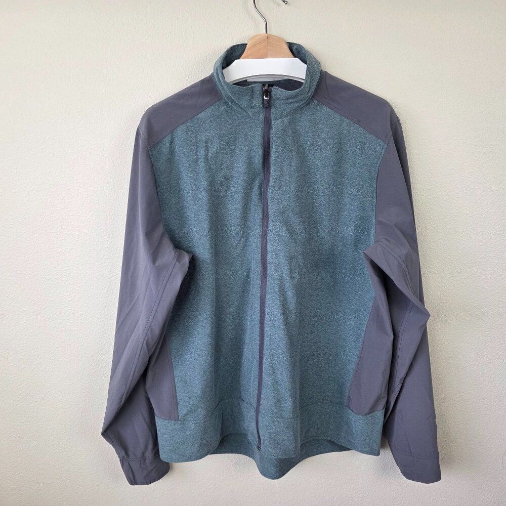 Zero Restriction Full Zip Golf Jacket Mens Size L Gray Green Stretch Technical